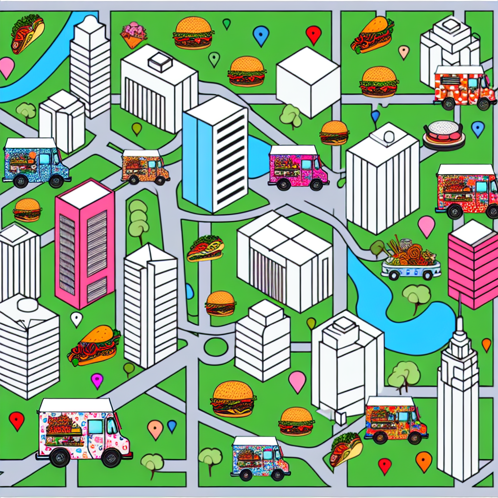 Map showcasing popular food truck locations