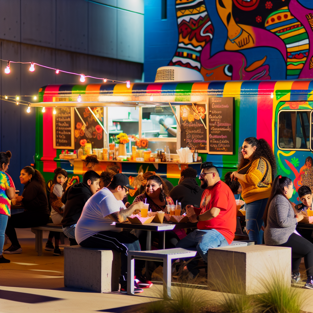A vibrant Latino food truck scene