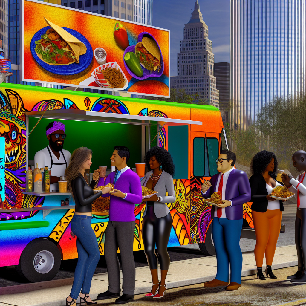 Latino Food Truck with Tariff Signs