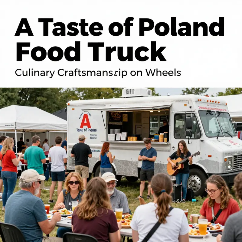 The lively atmosphere around A Taste of Poland Food Truck, showcasing a variety of traditional Polish dishes.