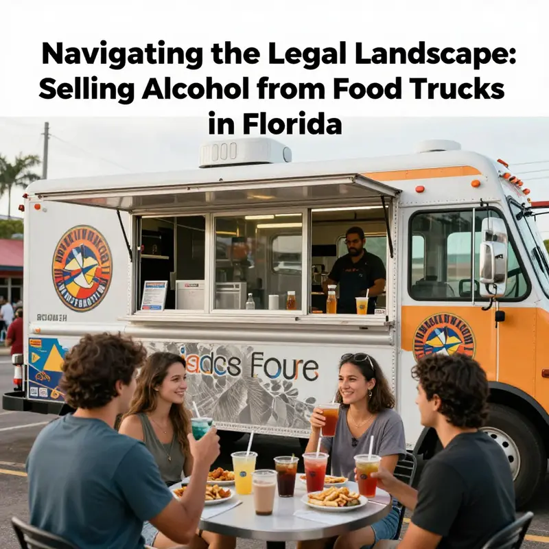 A bustling food truck surrounded by happy customers enjoying food and drinks, capturing the essence of food truck culture.