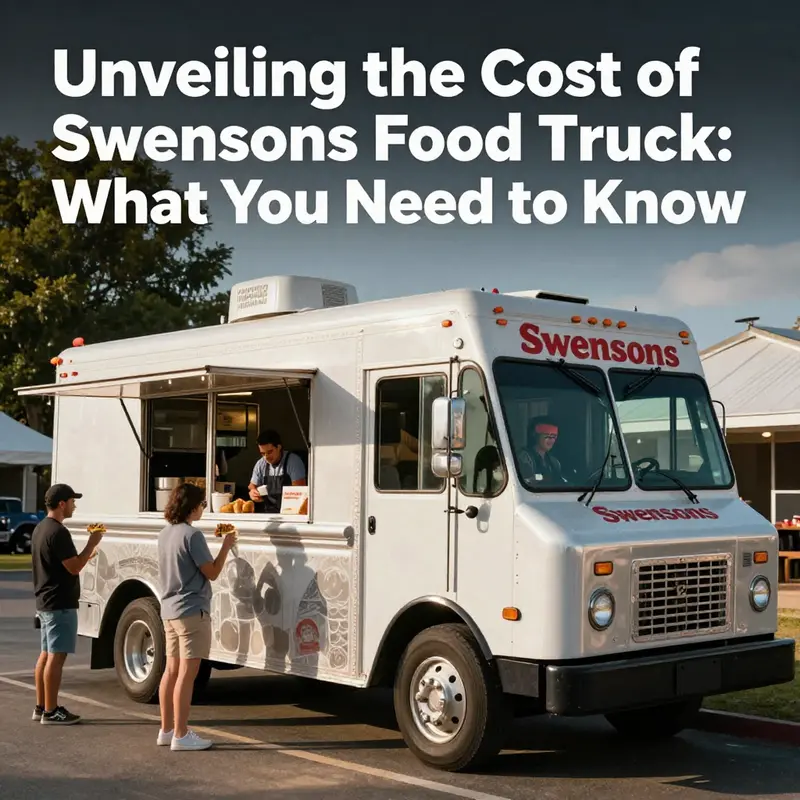 A Swensons food truck surrounded by happy customers in a sunny outdoor setting.