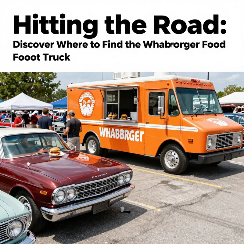 A colorful Whataburger food truck set against the backdrop of a car show, showcasing its appeal to enthusiasts.