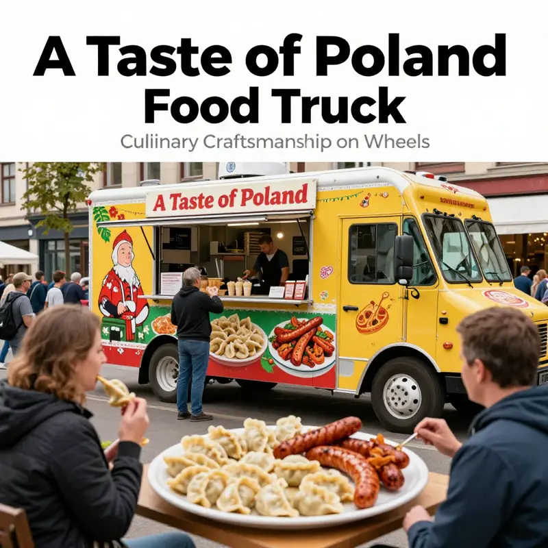 The lively atmosphere around A Taste of Poland Food Truck, showcasing a variety of traditional Polish dishes.
