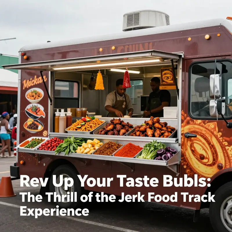 A vibrant jerk food truck showcasing traditional jerk dishes, highlighting the rich origins of this Caribbean cuisine.
