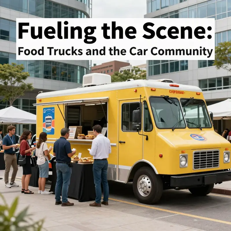A food truck enhances a corporate event, serving delicious meals in a vibrant outdoor setting.