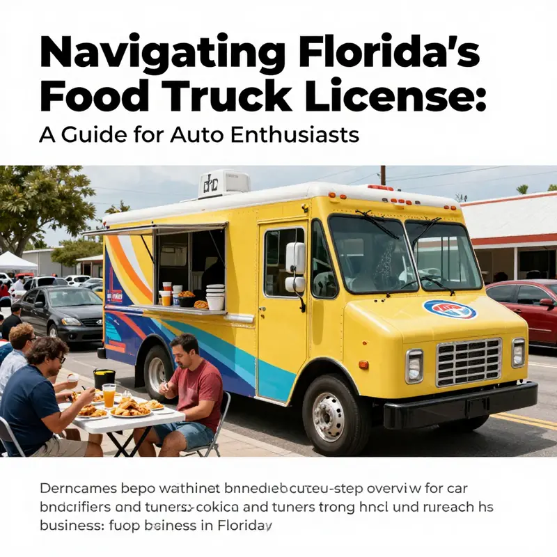 A food truck in Florida serving diverse cuisines with people enjoying their meals.