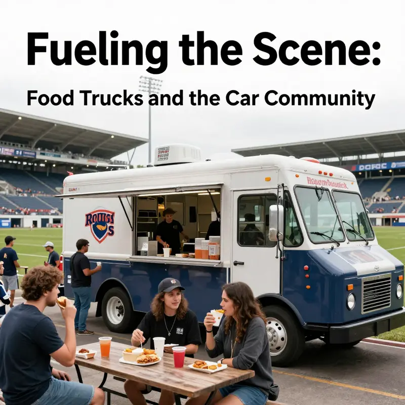 A food truck enhances a corporate event, serving delicious meals in a vibrant outdoor setting.