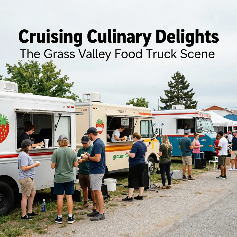 A vibrant food truck scene in Grass Valley, emphasizing its culinary diversity.