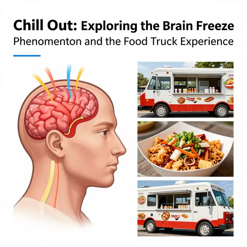 Food lovers enjoying icy treats from a vibrant food truck, illustrating the joyful experience that can lead to brain freeze.