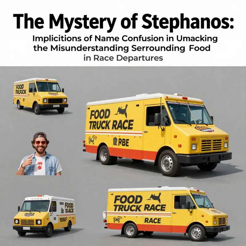 Imagery representing the confusion regarding Stephanos’ participaion in Food Truck Race.