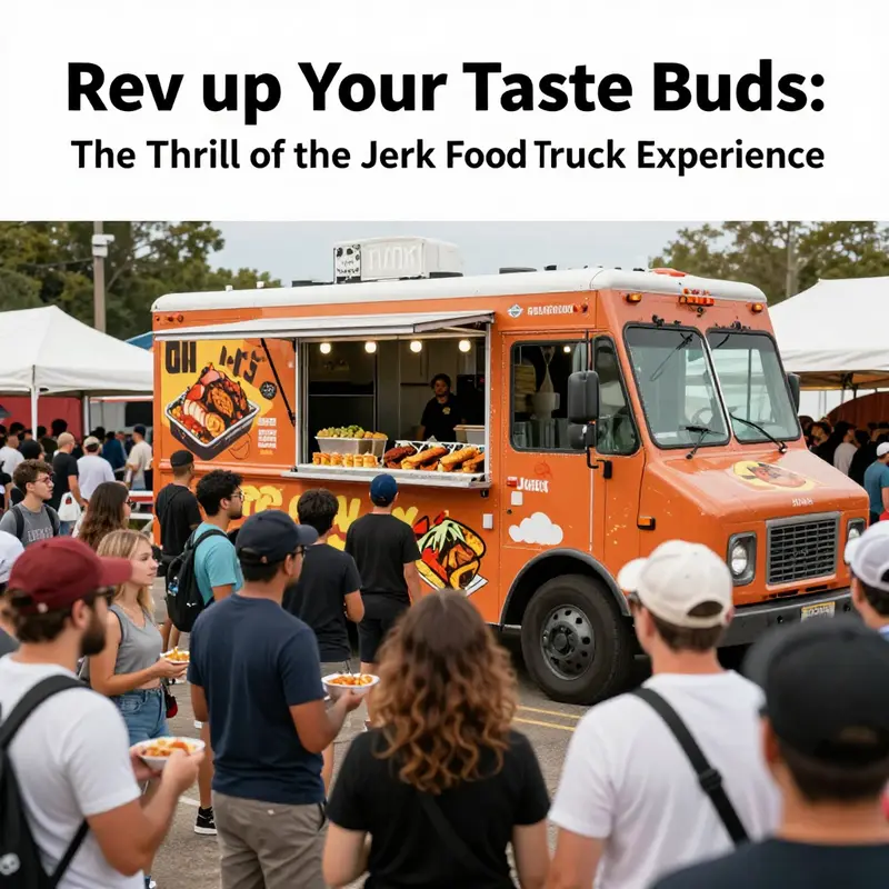 A vibrant jerk food truck showcasing traditional jerk dishes, highlighting the rich origins of this Caribbean cuisine.
