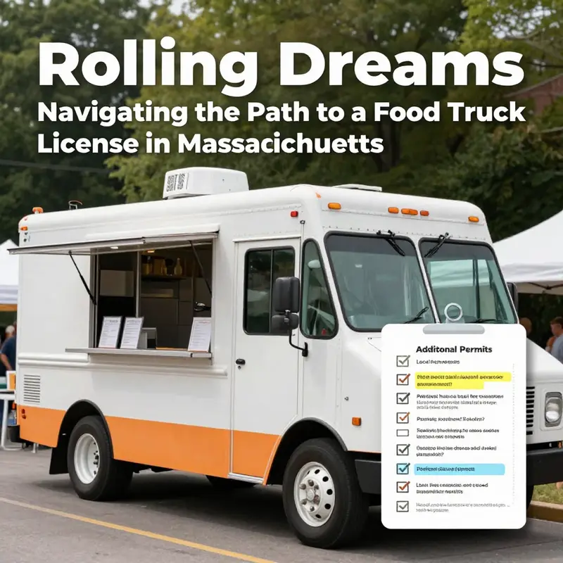 A visual representation of the essential steps in obtaining a food truck license in Massachusetts.