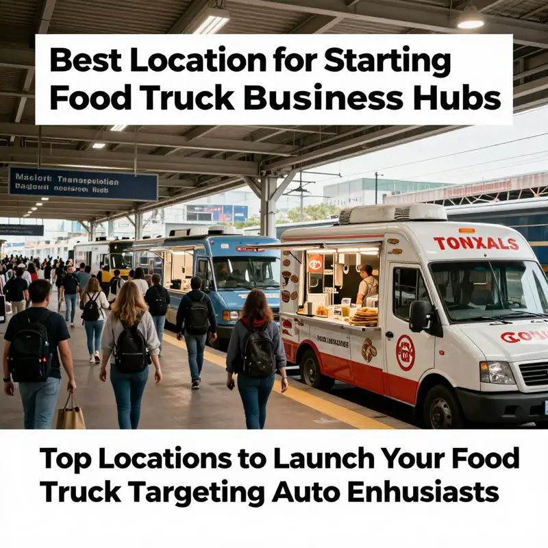 A vibrant core business district bustling with professional foot traffic, ideal for food trucks catering to busy workers.
