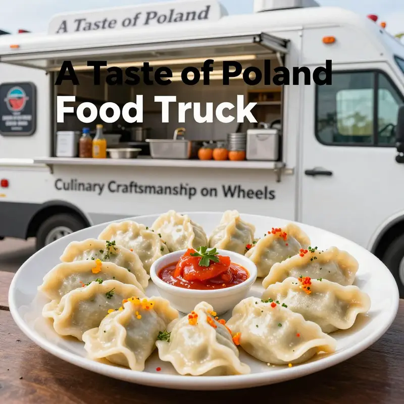 The lively atmosphere around A Taste of Poland Food Truck, showcasing a variety of traditional Polish dishes.
