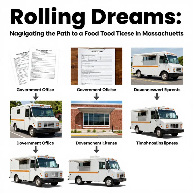 A visual representation of the essential steps in obtaining a food truck license in Massachusetts.