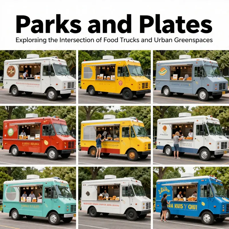Food trucks operating in an urban park, illustrating the interplay of regulations and community engagement.