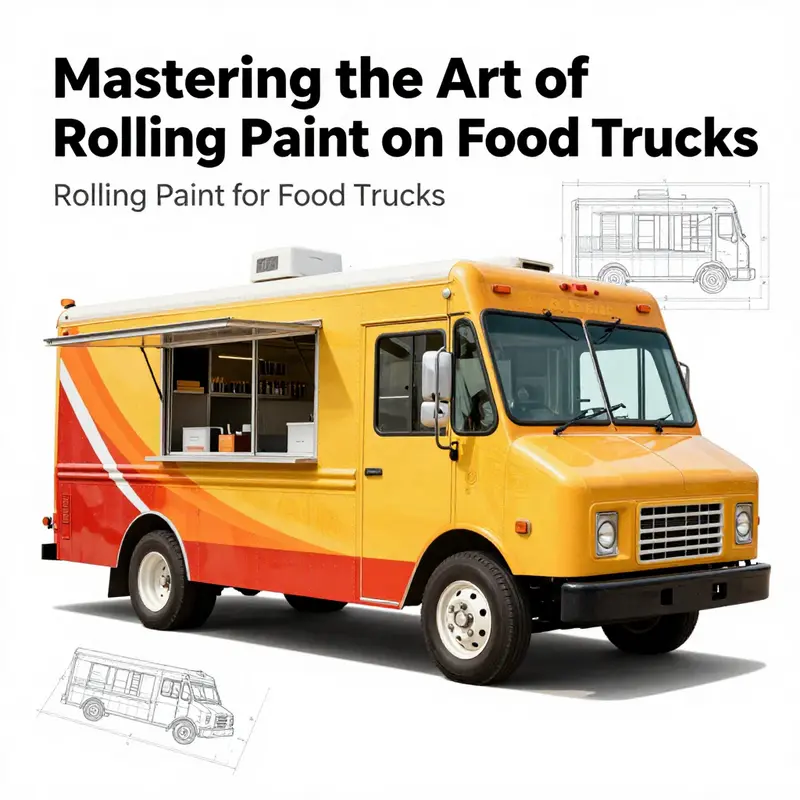 Blueprint highlighting the project scope for rolling paint on food trucks.