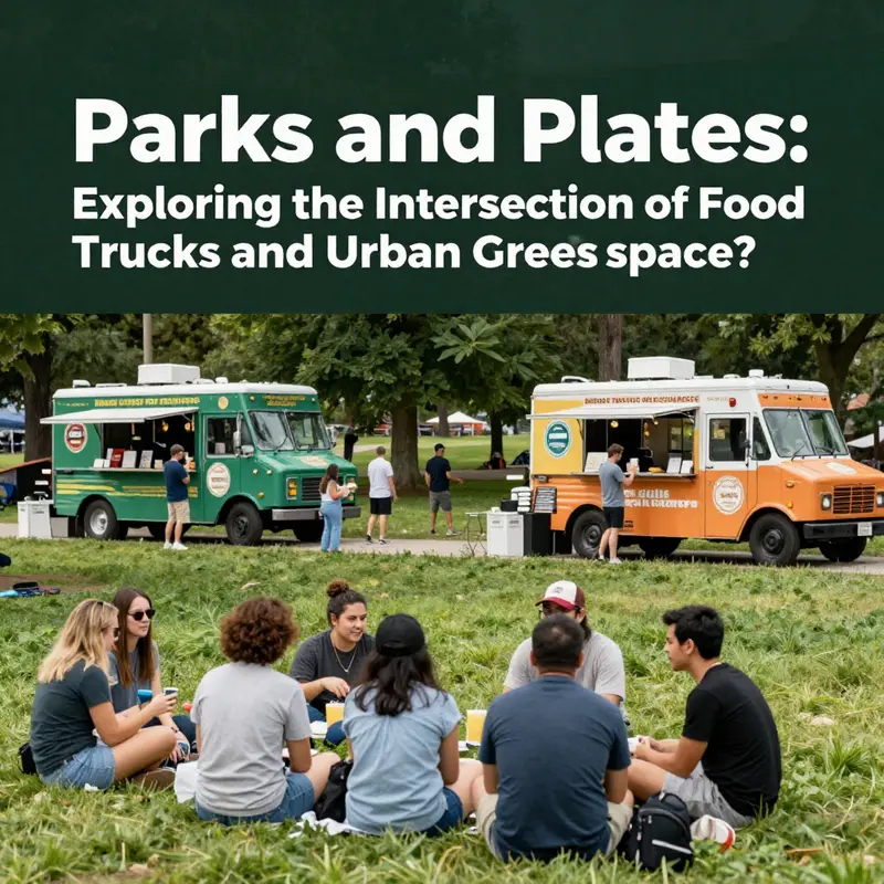 Food trucks operating in an urban park, illustrating the interplay of regulations and community engagement.
