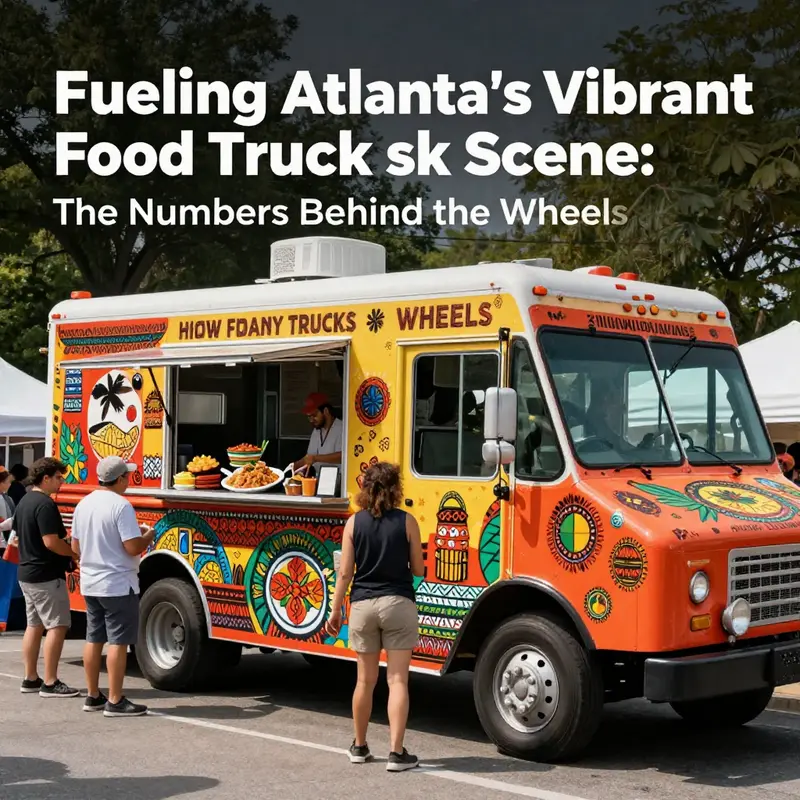 Diverse food trucks lined up on a busy Atlanta street, reflecting the vibrant food culture of the city.