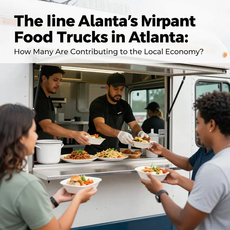 Diverse food trucks lined up on a busy Atlanta street, reflecting the vibrant food culture of the city.