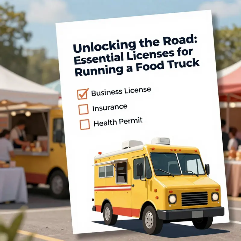 A food truck displaying its food service license, highlighting the importance of compliance for mobile kitchens.