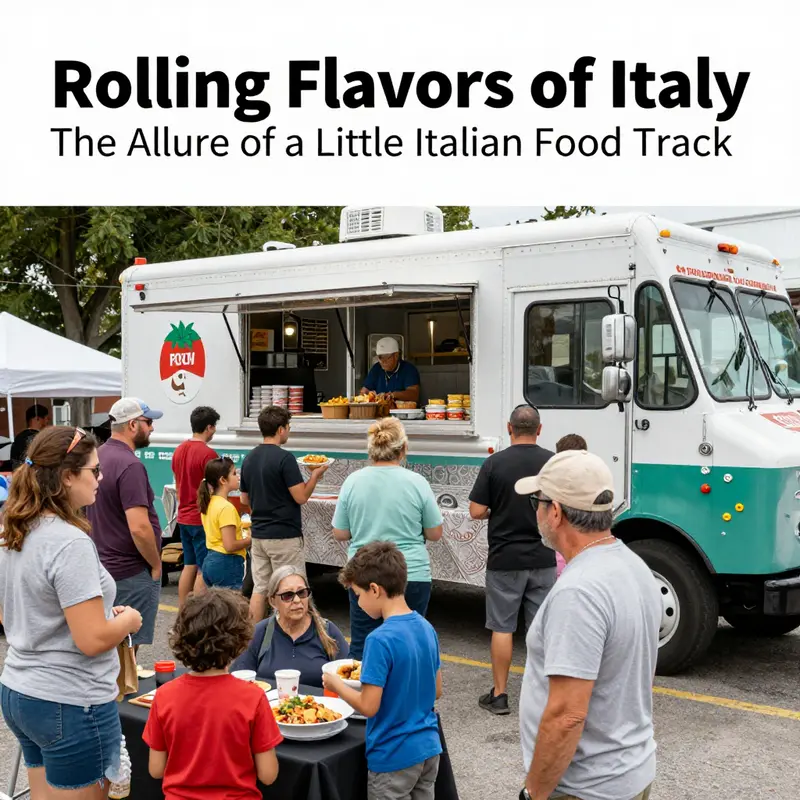 A lively scene at an Italian food truck where authentic recipes come alive.