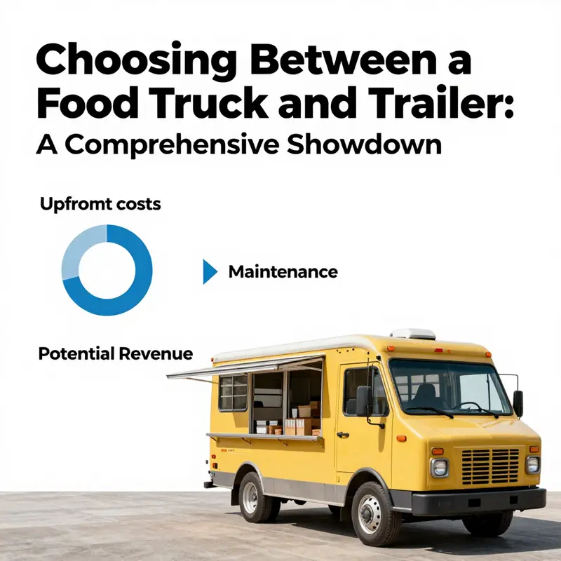 Pros and cons of food trucks and trailers displayed side by side, illustrating their unique features.