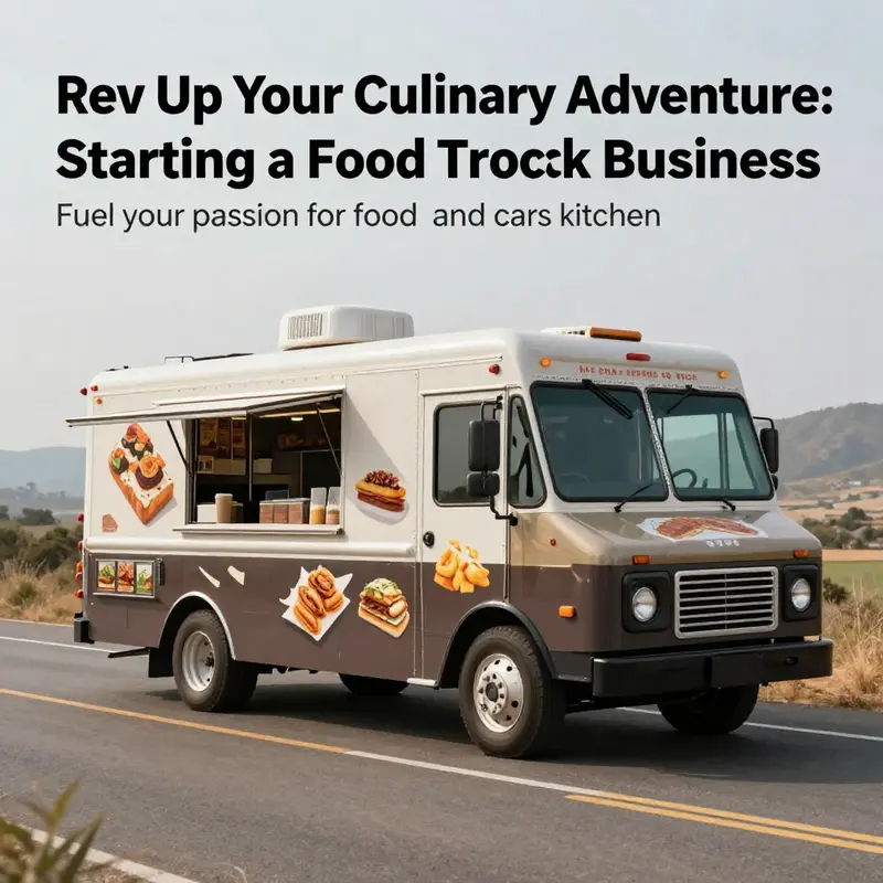 A modern food truck parked on a scenic route, representing the exciting journey of starting a food truck business.