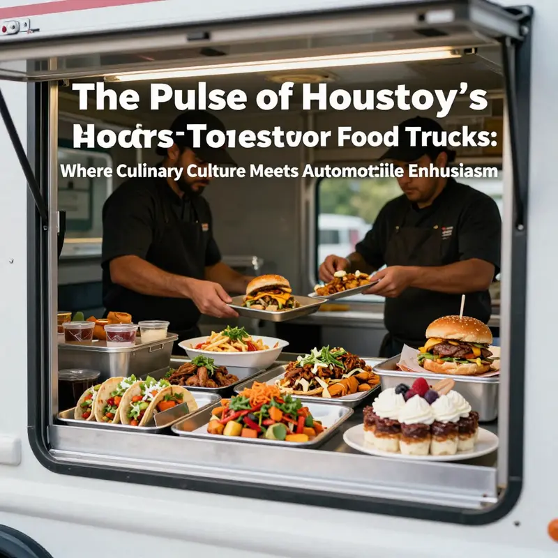 Vibrant gathering spots in Houston showcasing diverse food trucks and hungry patrons.