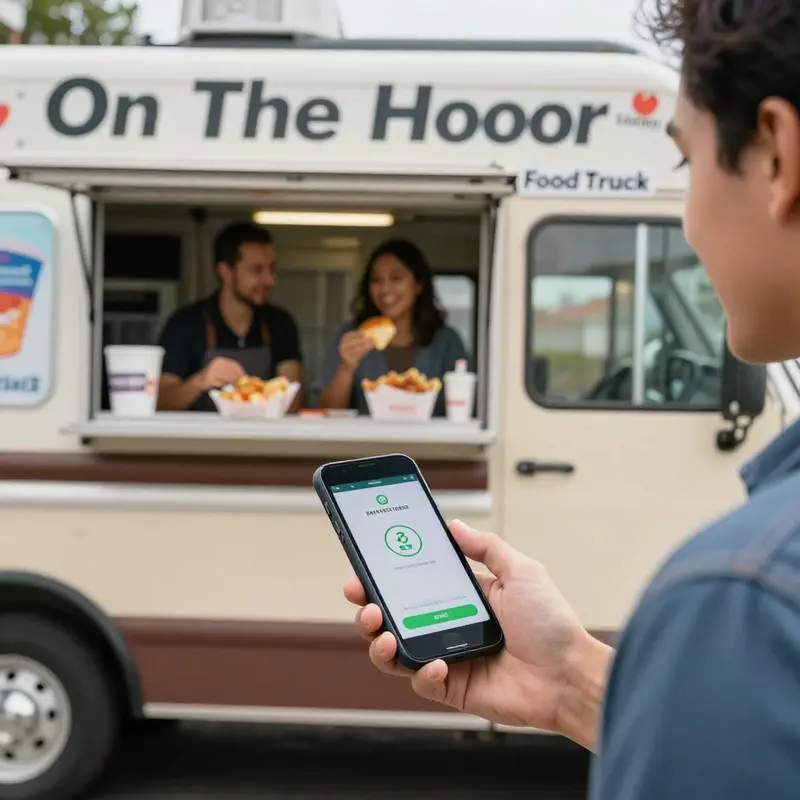 On The Hook Food Truck showcases its card payment system to enhance customer convenience.