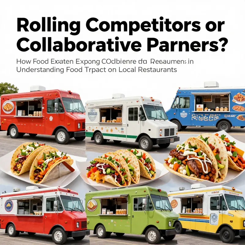 Foot traffic near a food truck and restaurants showcasing the competitive dynamics.