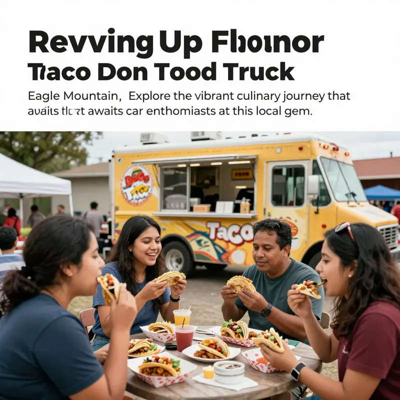Happy customers enjoying their meals from Don Taco food truck at a vibrant outdoor gathering.