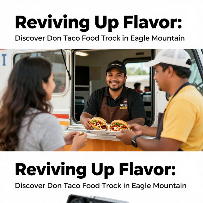 The exterior of Don Taco food truck showcasing its lively operation and customer engagement.