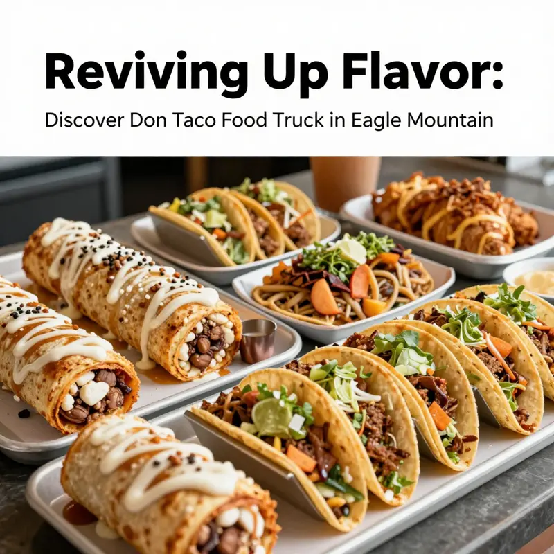 The exterior of Don Taco food truck showcasing its lively operation and customer engagement.