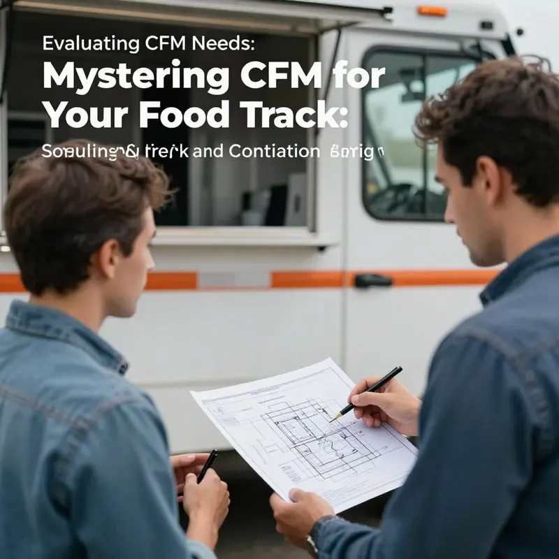 A snapshot of a food truck kitchen highlighting the importance of proper CFM for maintaining safety and air quality.