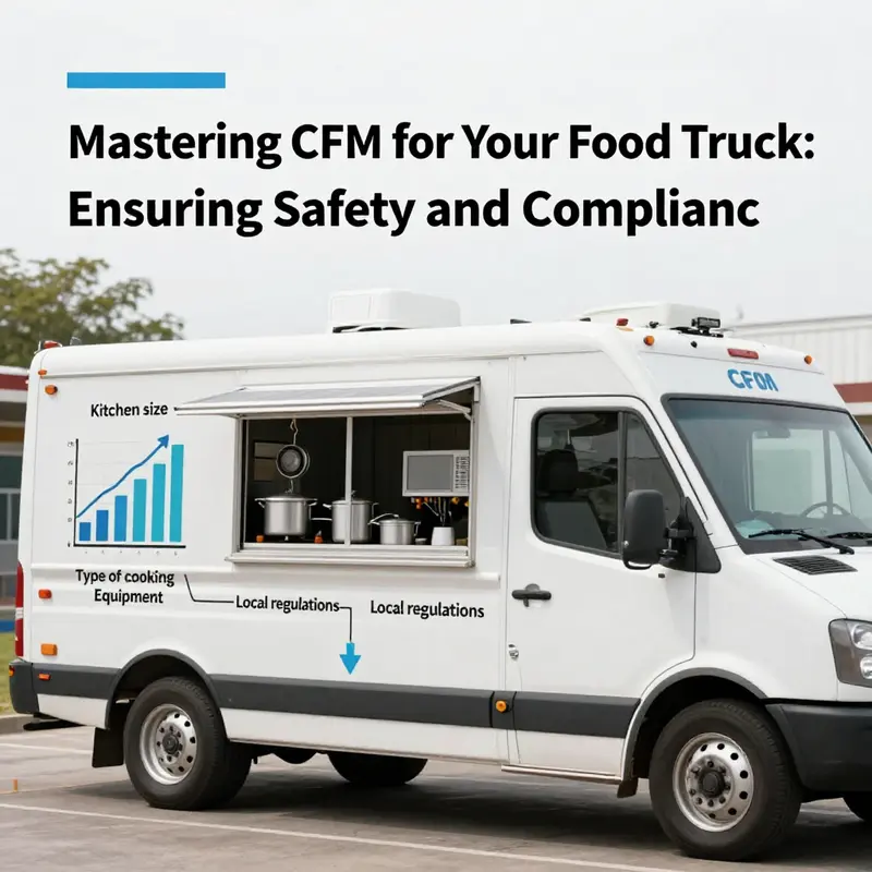 A snapshot of a food truck kitchen highlighting the importance of proper CFM for maintaining safety and air quality.