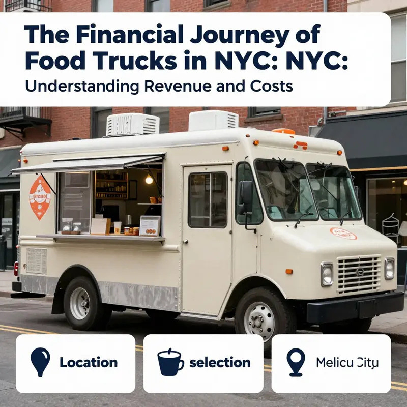 A lively NYC street with multiple food trucks highlighting the revenue potential for food vendors.