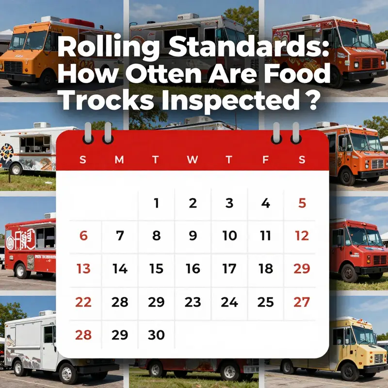 Health inspector checking a food truck at a bustling event.