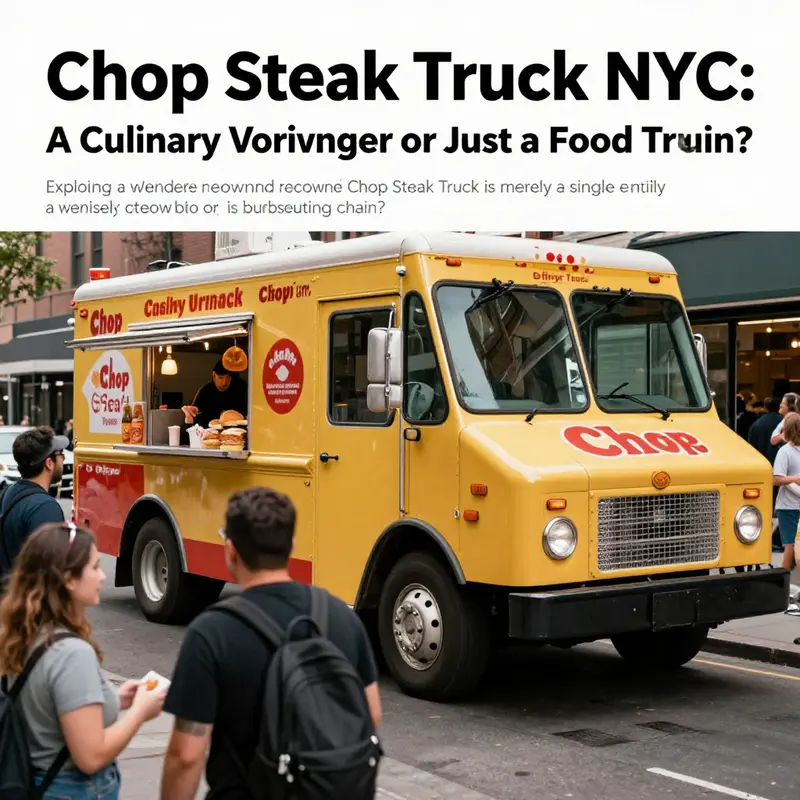 Chop Steak Truck with a diverse crowd of customers enjoying gourmet steak dishes in New York City.