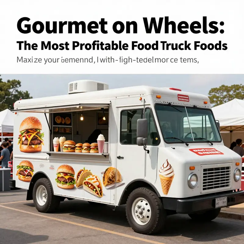 A food truck at an outdoor festival with an array of delicious food items displayed.