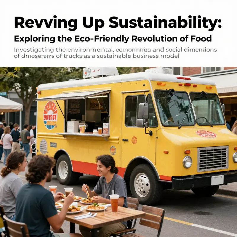 A food truck bustling with activity, surrounded by satisfied customers enjoying their meals.