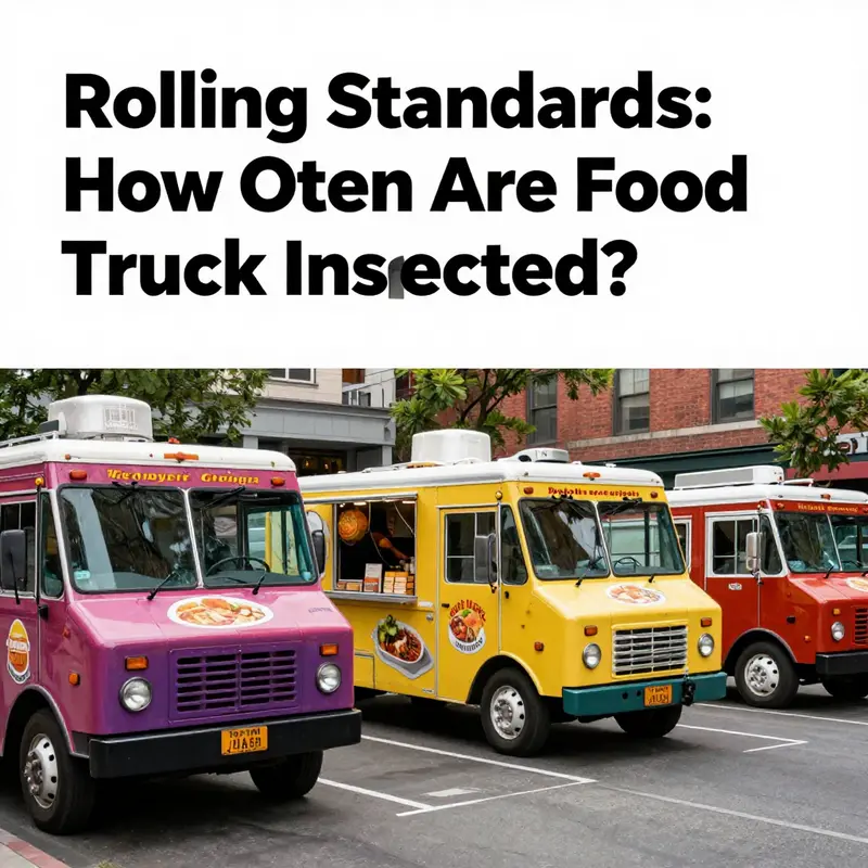 A lively street filled with colorful food trucks serving various cuisines in an urban setting.