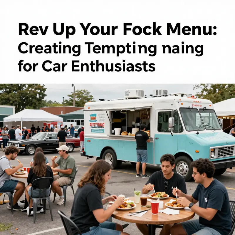 A vibrant food truck gathering showcasing car enthusiasts enjoying diverse meals in a dynamic atmosphere.