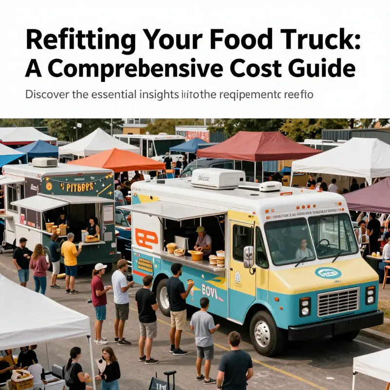 A vibrant scene from a food truck festival featuring multiple colorful food trucks and satisfied customers.