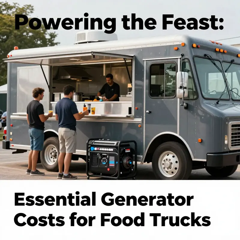 A lively food truck operating with an efficient generator, capturing the essence of mobile culinary ventures.