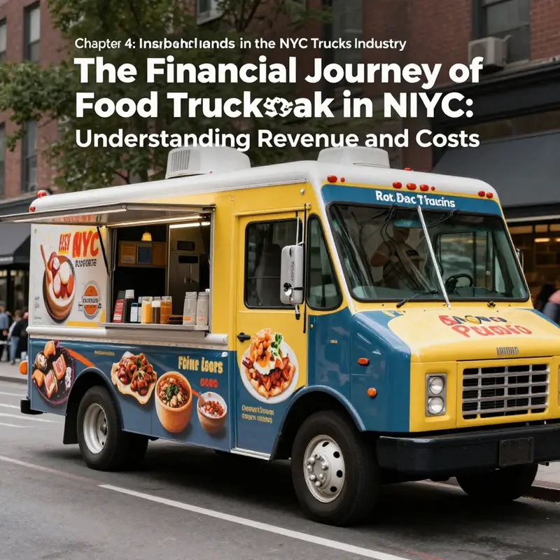 A lively NYC street with multiple food trucks highlighting the revenue potential for food vendors.
