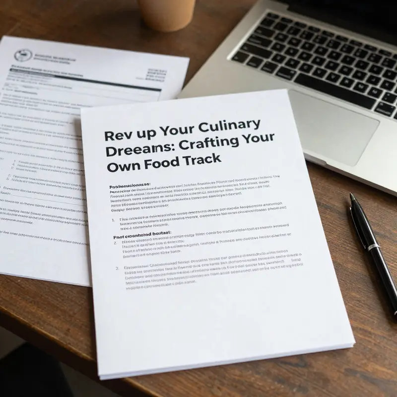 A well-organized workspace highlighting the essential components of a food truck business plan.