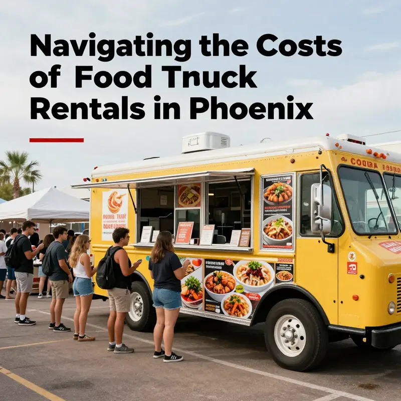 A popular food truck attracting customers at an outdoor event in Phoenix.