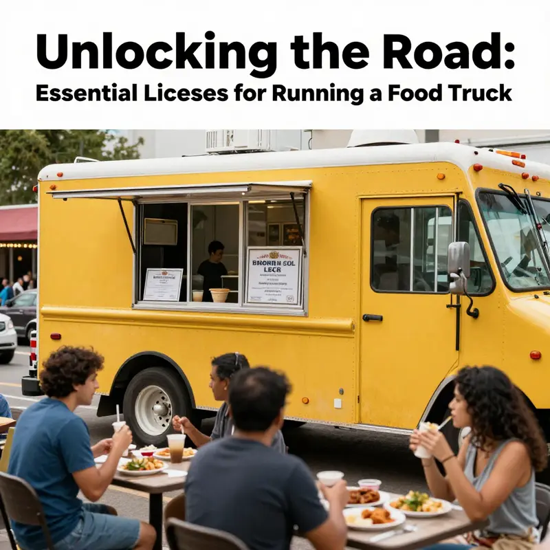 A food truck displaying its food service license, highlighting the importance of compliance for mobile kitchens.